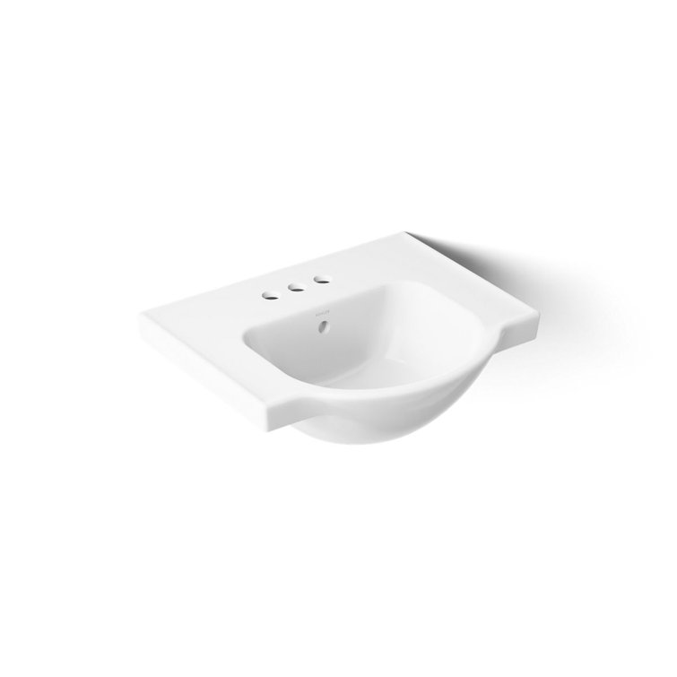 Veer™ Ceramic Pedestal Bathroom Sink with Overflow