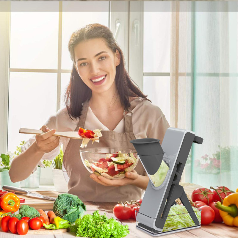 Safe Mandoline For Kitchen, Kitchen Vegetable Slicer, Gray/White
