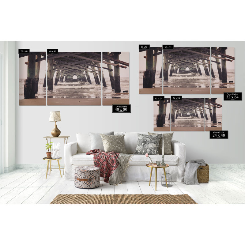 " Under The Boardwalk " 3 - Pieces, 24" H x 48" W x 1.5" D