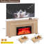Meuble télé avec foyer électrique de 107 cm (42 pouces), compatible avec les téléviseurs jusqu'à 203 cm (80 pouces), coins arrondis et base renforcée, chêne naturel-254093888