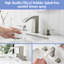 Robinet de lavabo de salle de bain en acier inoxydable à 2 poignées à 2 poignées de 8 pouces avec finition nickel, côté meuble-lavabo à 3 trous fixé au comptoir, poignées, fonctionnement manuel