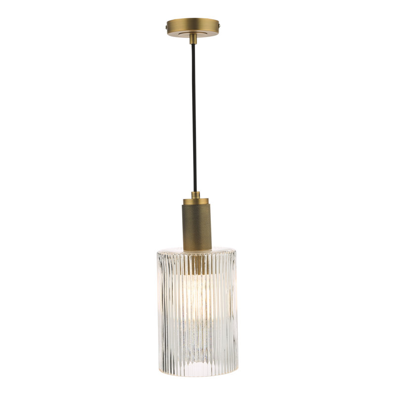 Nikolas 1LT PENDANT CW CYLINDER GLASS, Natural Brass, 156cm H x 15cm W x 15cm D