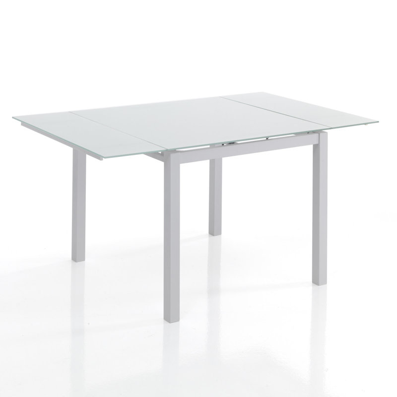 Temperance Glass Top Metal Base Dining Table, White