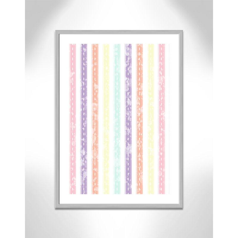 Adhésif décoratif Whimsical Stripe, H 35,5 po x l 25,5 po x P 1,1875 po, Encadré de boîte argent