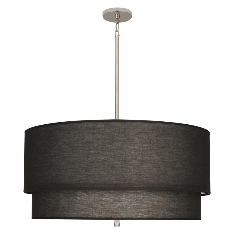 Decker 3 - Light Drum Chandelier, Polished Nickel, Pearl Gray