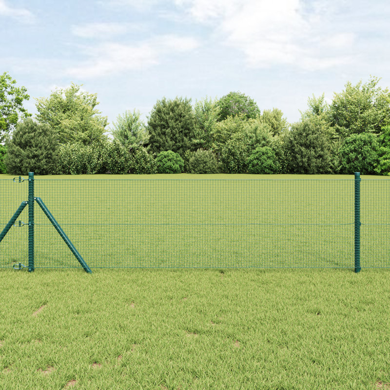 Vidaxl Welded Wire Fence Galvanised Steel, Green, 60cm H x 1000cm W