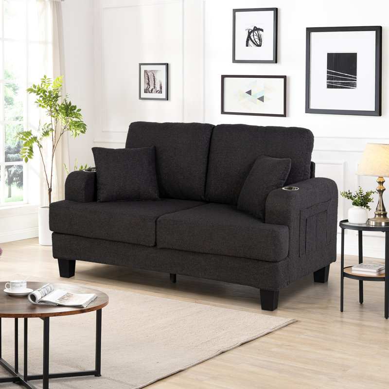 Causeuse d'appoint 60 po, Mélange de polyester gris / nounours