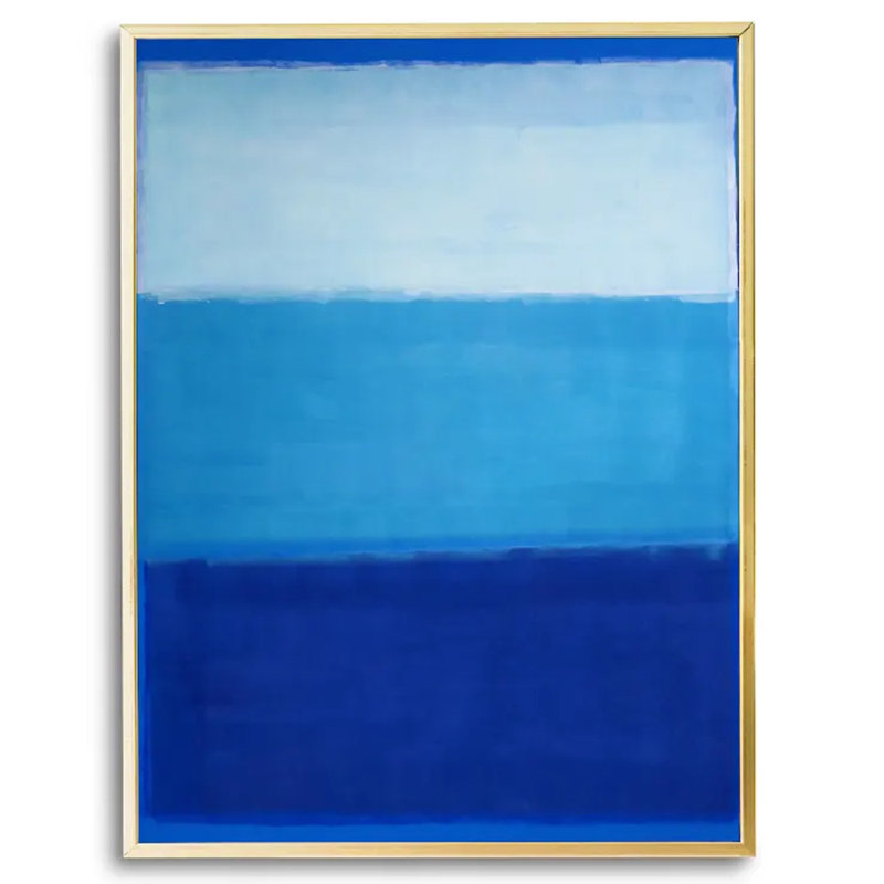Blue Homage To Rothko by Drew Gaffney, Gold Floater Framed Canvas, No Mat, 26" H x 20" W x 2" D