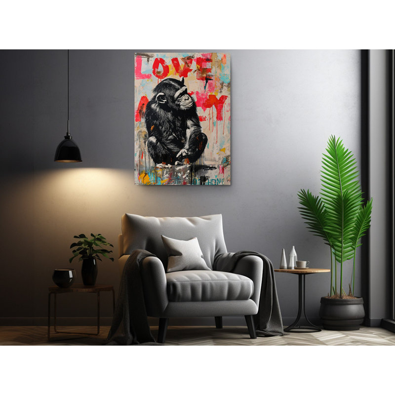 Reproduction d'art sur toile, "Platonic Love" par Lonely Monkey, H 60 po x l 40 po