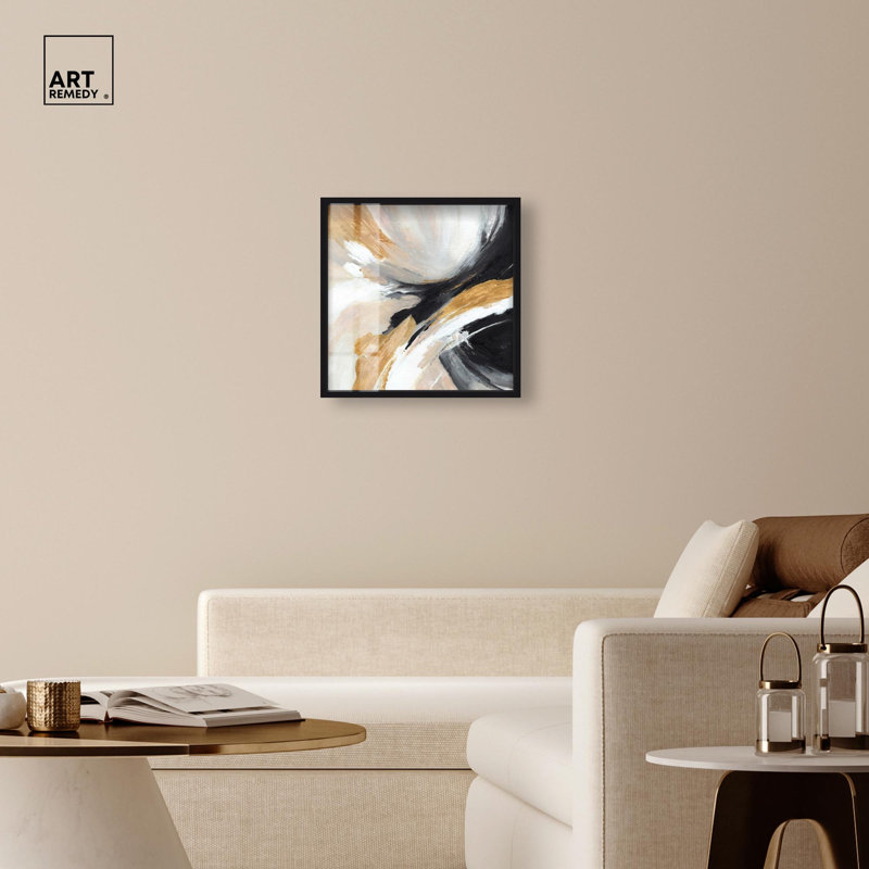 Art mural Boho par Gold Remède, cadre noir, Gold Stream - Ira Colmeva, 25"H x 25"W, Black Frame