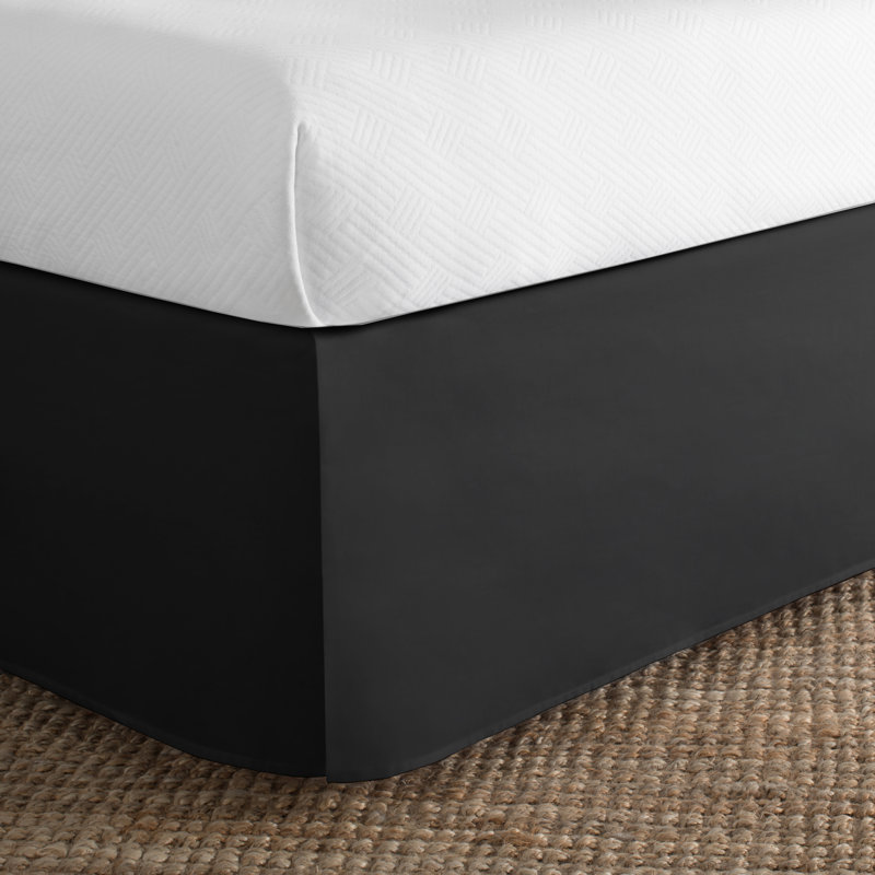 Fresh Ideas Tailored Bed Skirt, 14" Drop Length, Twin XL, Black