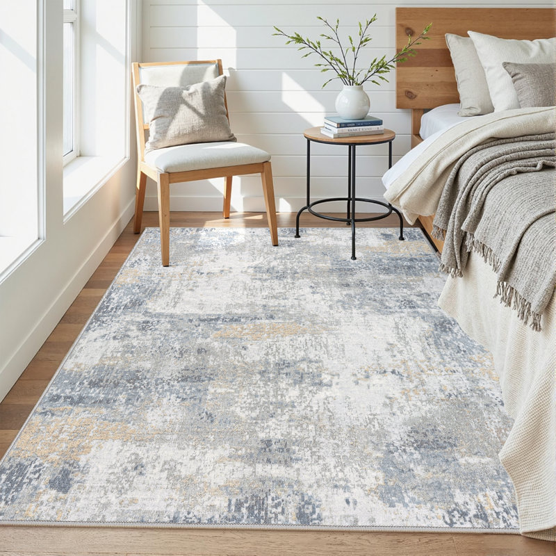 Tapis moderne lavable à la machine avec envers antidérapant, Rectangle 5 pi x 7 pi, 0.28"