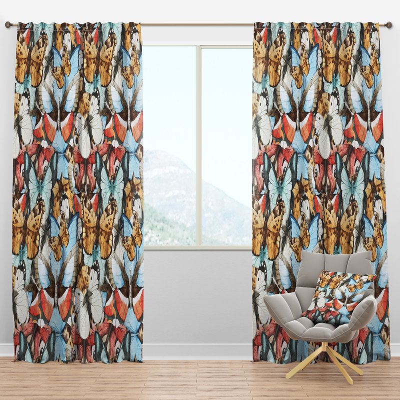 Panneau de rideau simple semi-diaphane avec passe-tringle Butterfly, l 52 po x L 84 po
