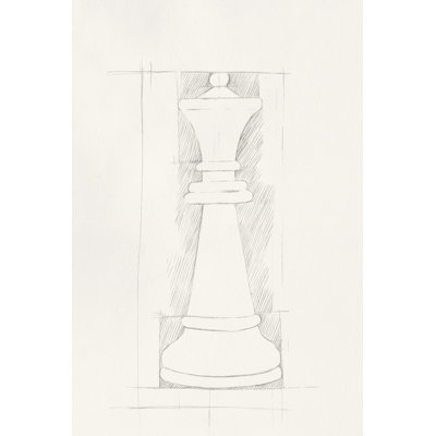 Chess Set Sketch I by Emma Caroline - Wrapped Canvas Print