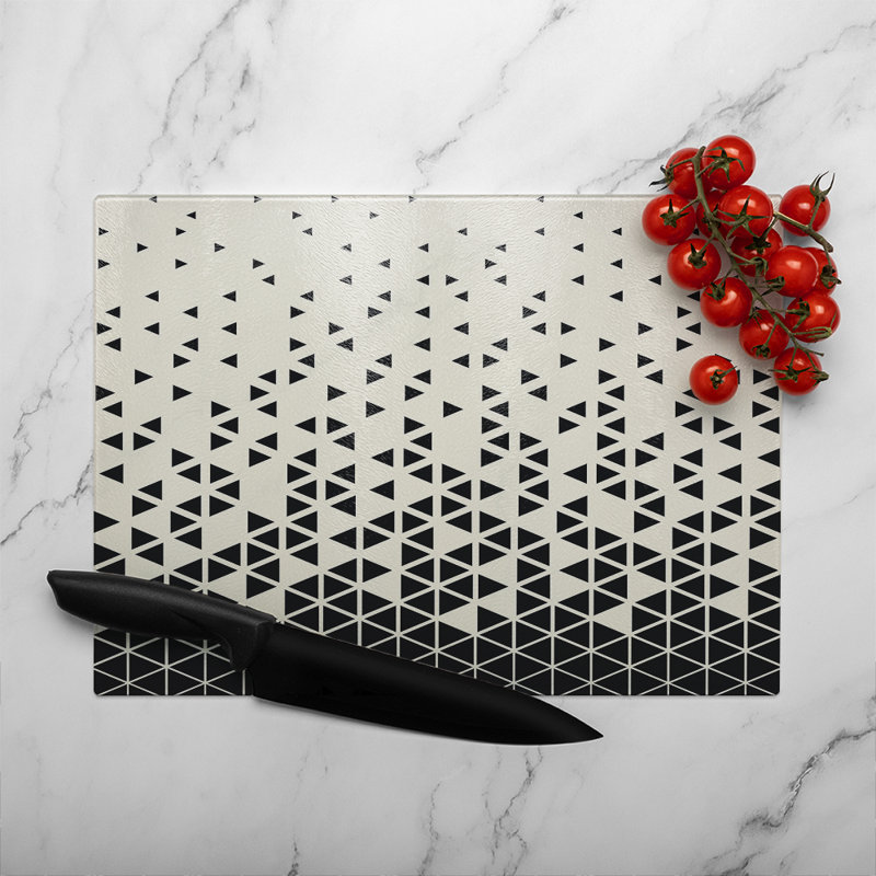 Geometric Triangles Glass Chopping Board, 40cm L x 28cm W