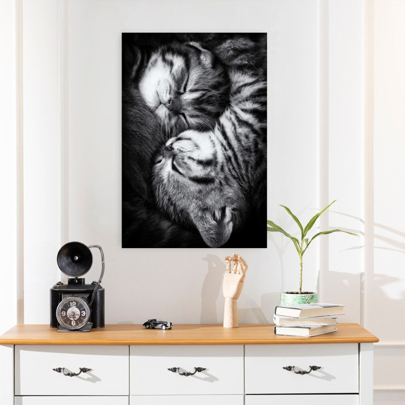 Yin and Yang Contemporary Cat Wall Art Print, 60.96cm H x 40.64cm W