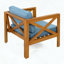 Fauteuil club d'extérieur en bois d'acacia avec coussin (ensemble de 4) - Finition teck, bleu-7951609