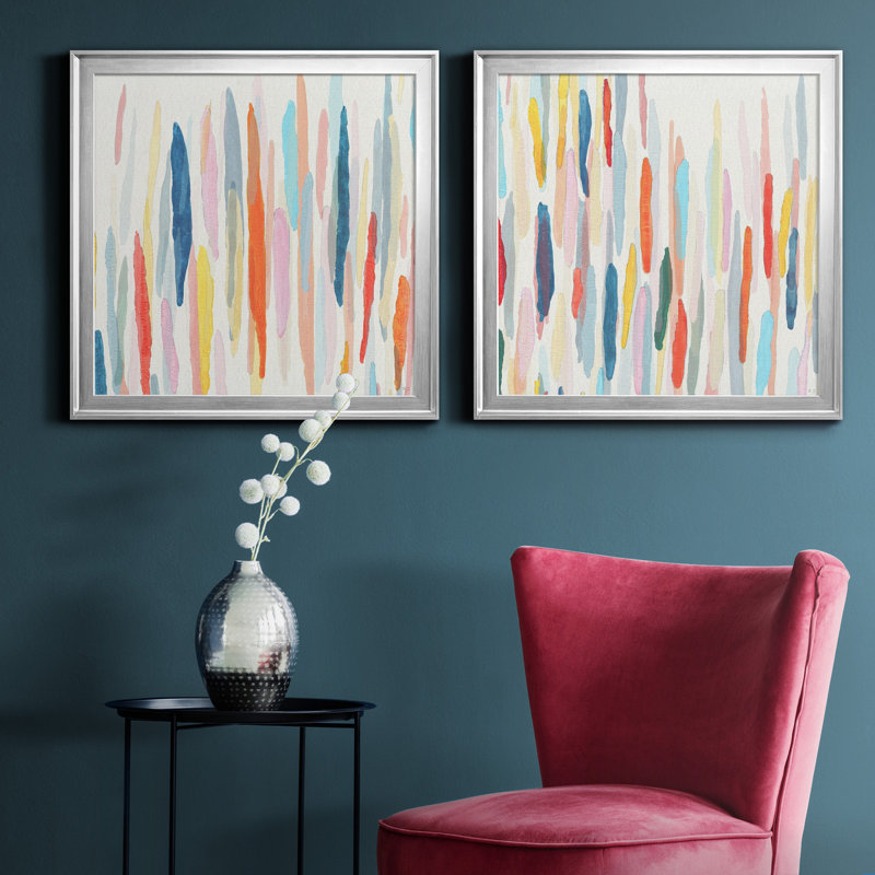 Rythme et couleur I - impression de 2 pièces, Argent, H 22,5 po x l 45 po x P 1,5 po