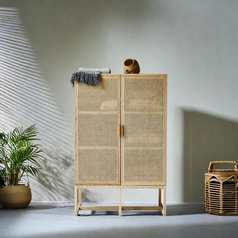 Armoire décorative en rotin de bois massif