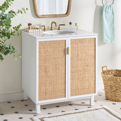 Meuble-lavabo 30 po avec plateau en marbre Bobby Rattan Doors
