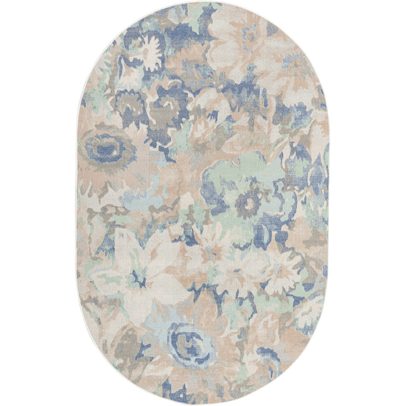 Floral Indoor Rug, Oval 5' x 8'