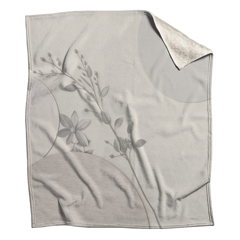 Gray Floral Circles Blankets, 50in W x 60in H