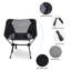 Chaise pliante portable Quatia pour l'extérieur - Chaise de camping noire à dossier haut légère et compacte