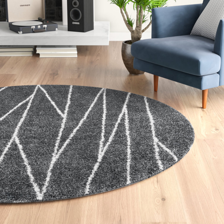 Tapis gris à rayures Ananya