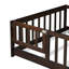 Lit simple au sol avec clôture et porte, lit en bois d'hévéa avec garde-corps de sécurité, espresso-1151955559-1151955562