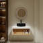 Meuble-lavabo flottant avec lavabo vasque rond noir et tablette ouverte-129374072