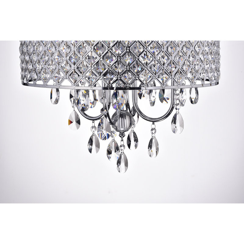 Ivonna 4 - Light Dimmable Drum Chandelier, Chrome