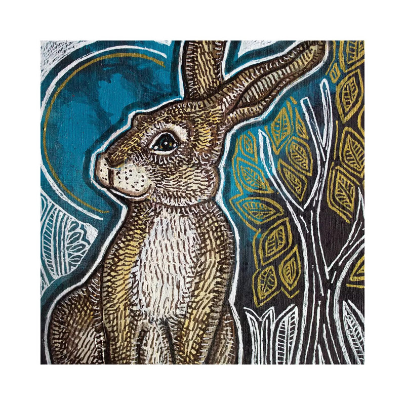 Little Rabbit 1 Piece Painting on Canvas, 66.04cm H x 66.04cm W x 3.81cm D, Wrapped Canvas