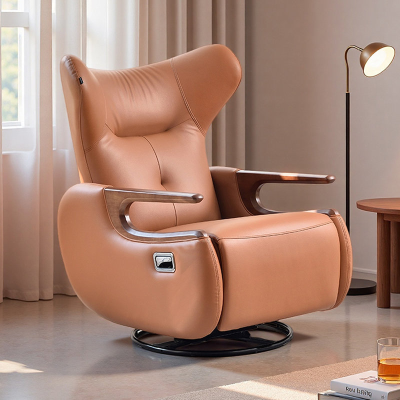 Living Room Leisure Rotation Functional Recliner, Orange