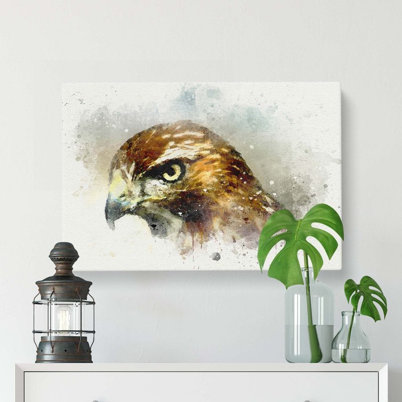 Hawk In Abstract - Wrapped Canvas, 60cm H x 91cm W x 3cm D