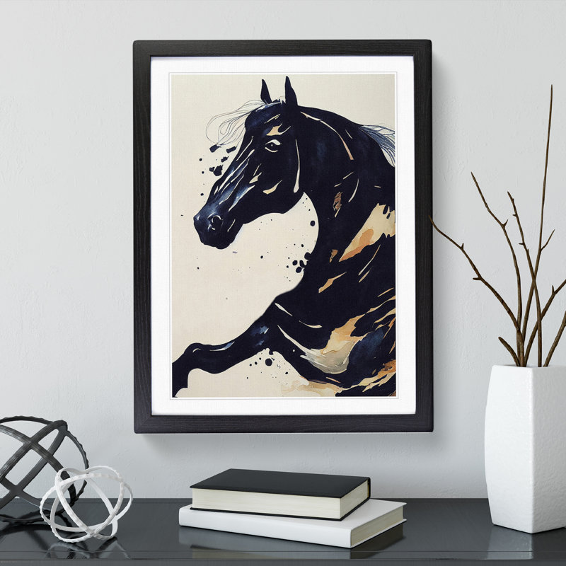 Magnificent Horse No.1 Abstract - Single Picture Frame Print, 64cm H x 46cm W x 2cm D, Black Framed