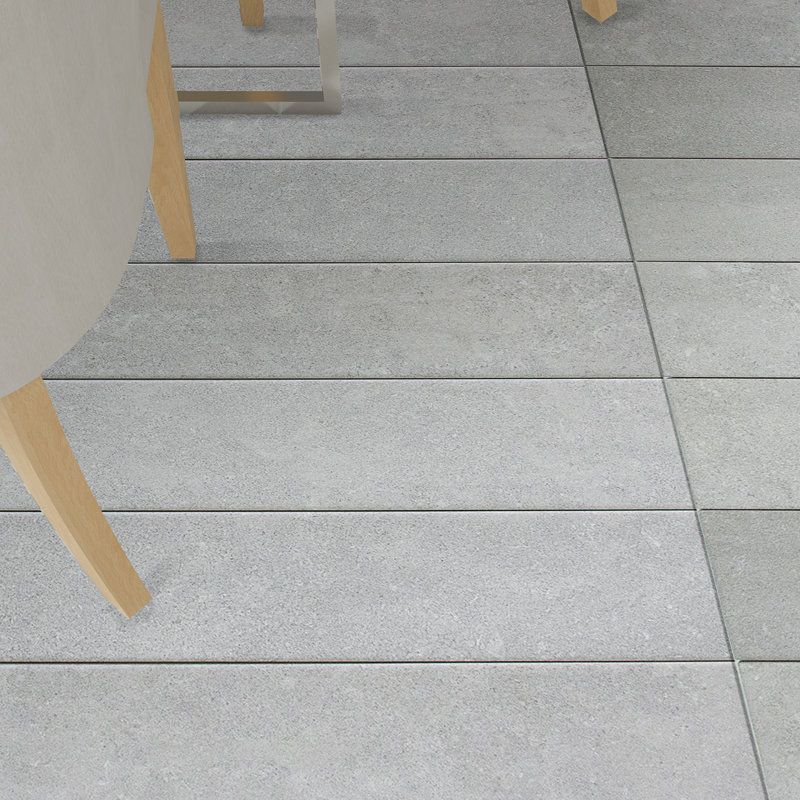 Sanskrit 4" x 19" Porcelain Patterned Subway Wall & Floor Tile, Gray