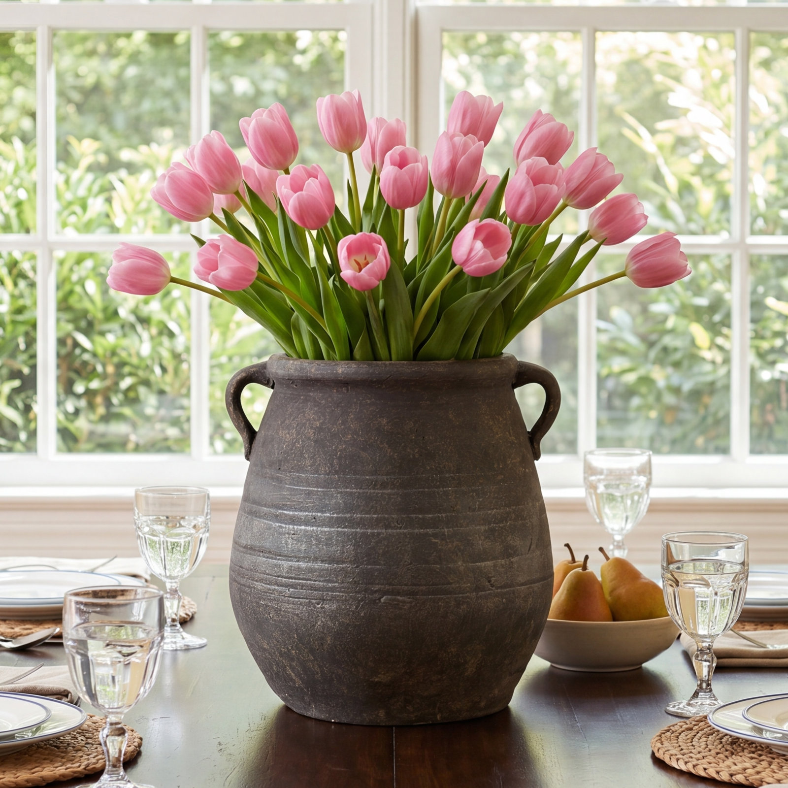 Nonie 13.75'' Terracotta Table Vase, Dark Gray