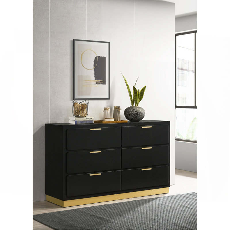 Commode 6 tiroirs Sophia, Noir