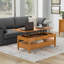 Table basse à plateau relevable en bois massif avec rangement caché, 2 tiroirs et tablette ouverte Warm Shaker