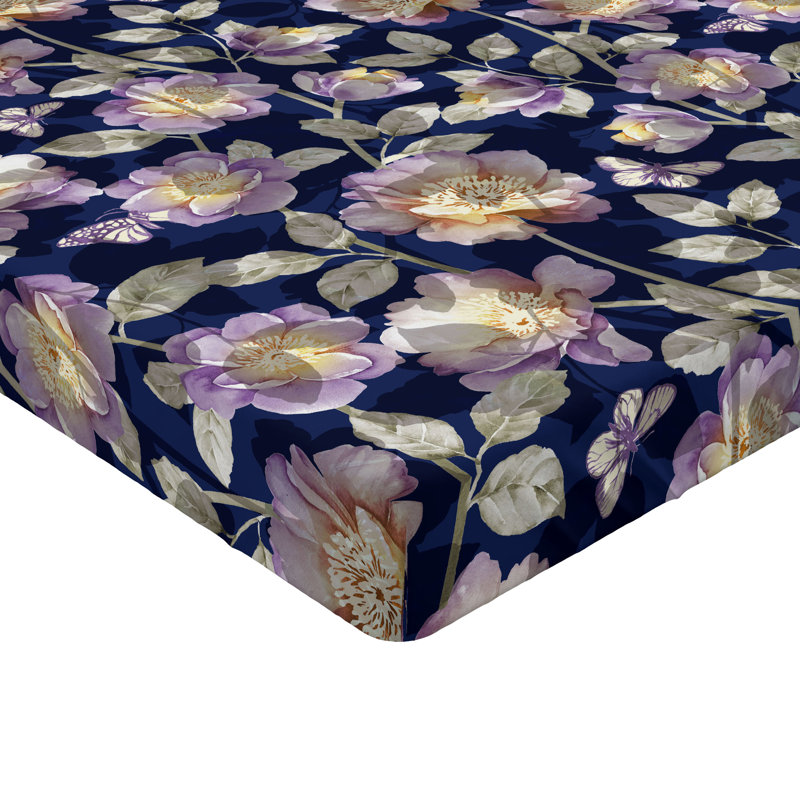 Drap-housse Ambesonne, Drap-housse pour lit simple TG, Mauve, gris, kaki, crépuscule / floral