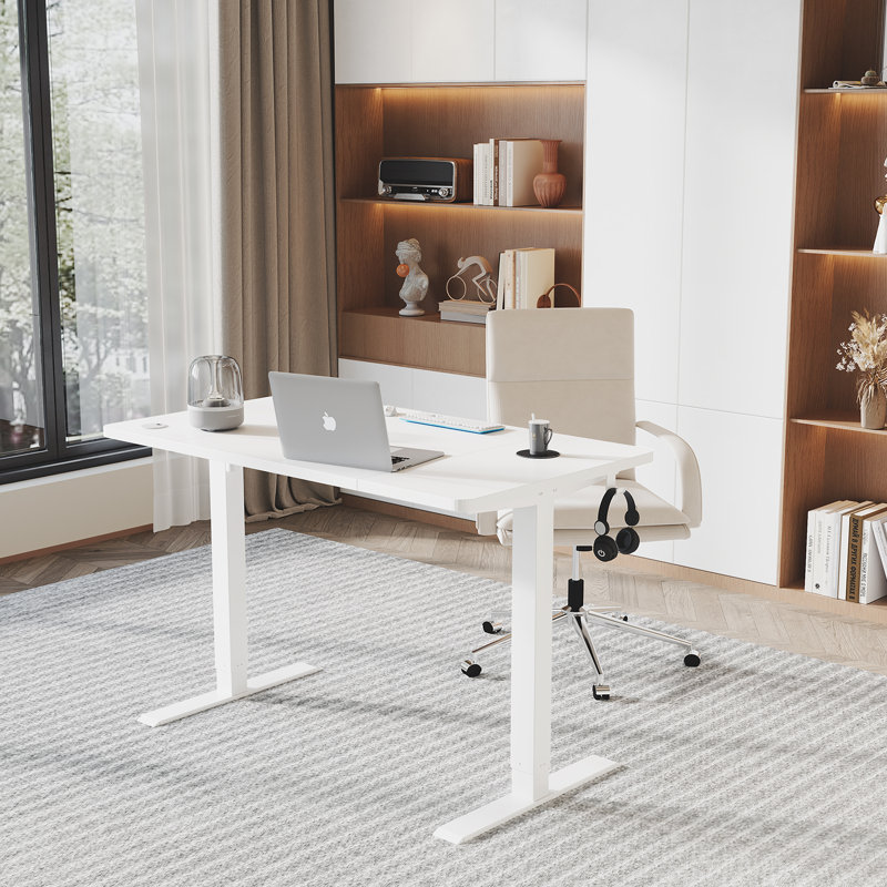 Hieronymus Electric Adjustable T-Shape Standing Desk Home Desk With Backpack Hook And Memory Smart Pannel, 120cm W x 60cm D