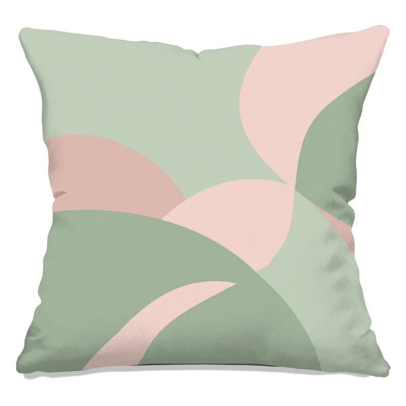 Coussins décoratifs courbés à formes géométriques doubles, 26 x 26 inches, Light Sage and Pink Blush