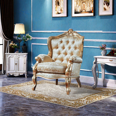 European-style Court Solid Wood Chair Upholstered Armchair