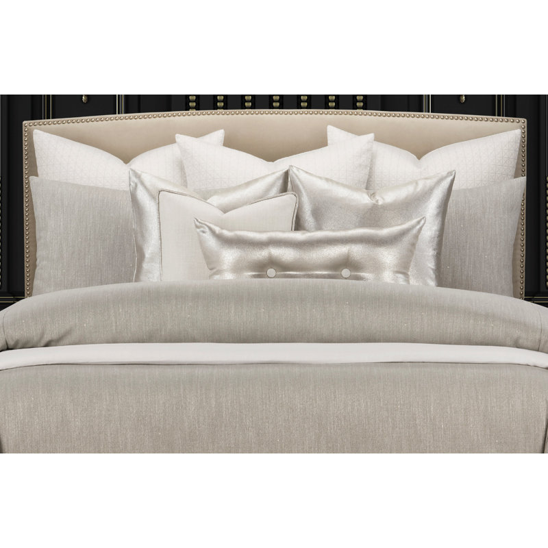 Lumiere Truffle Microfiber Reversible Mid-Century Modern Duvet Cover & Insert, Gray