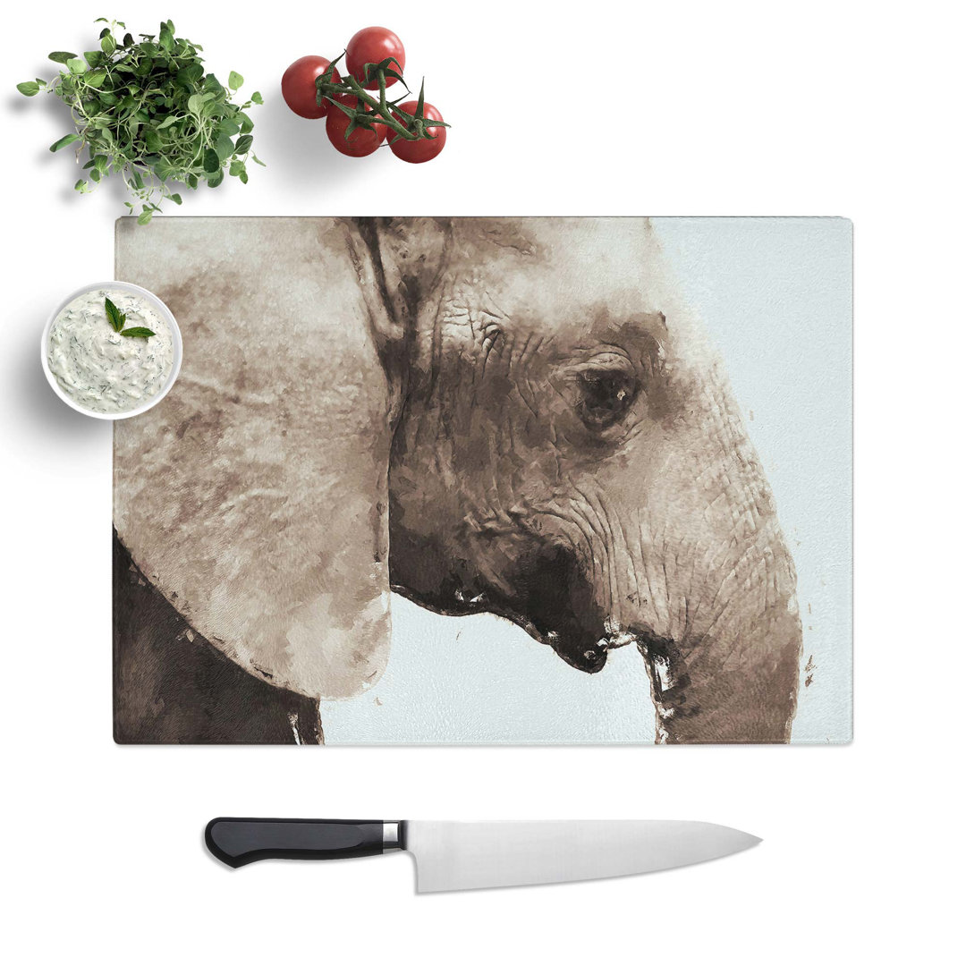 Tempered Glass Portrait of an Elephant Chopping Board