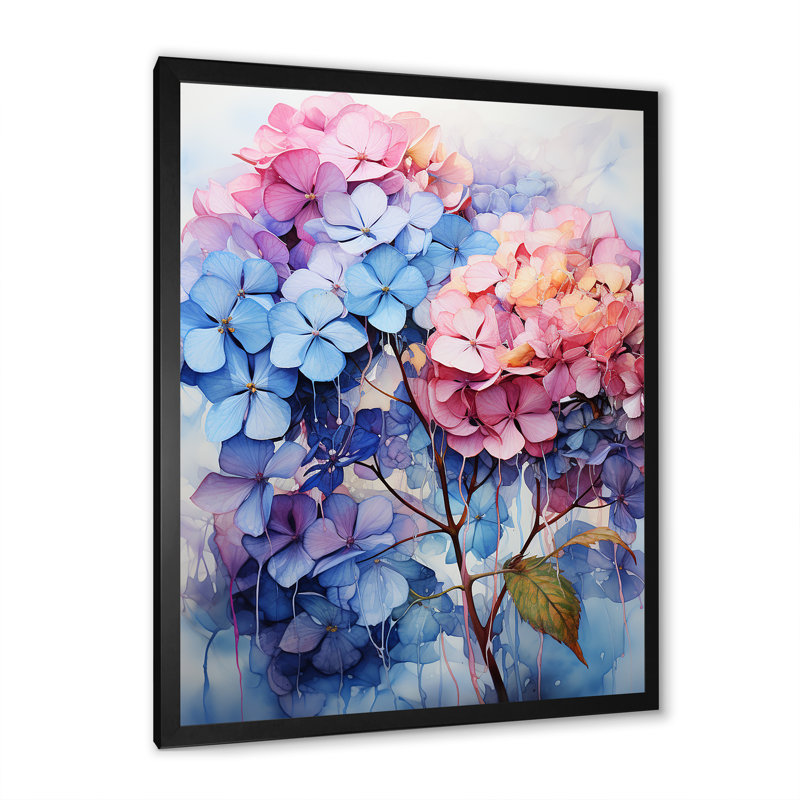 Hortensias en fleurs mauves, Cadre photo noir, H 32 po x l 16 po x P 1 po
