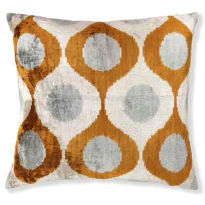 Amber & Gray Circle Velvet Pillow 20X20 – Handcrafted Luxury
