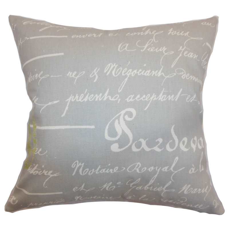 Housse de coussin en coton de typographie Saloua, Roseau naturel