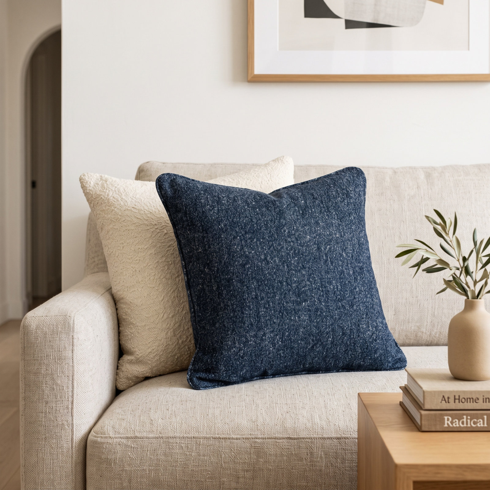 Alaina Sunbrella® Throw Pillow, 16" x 16", Indigo