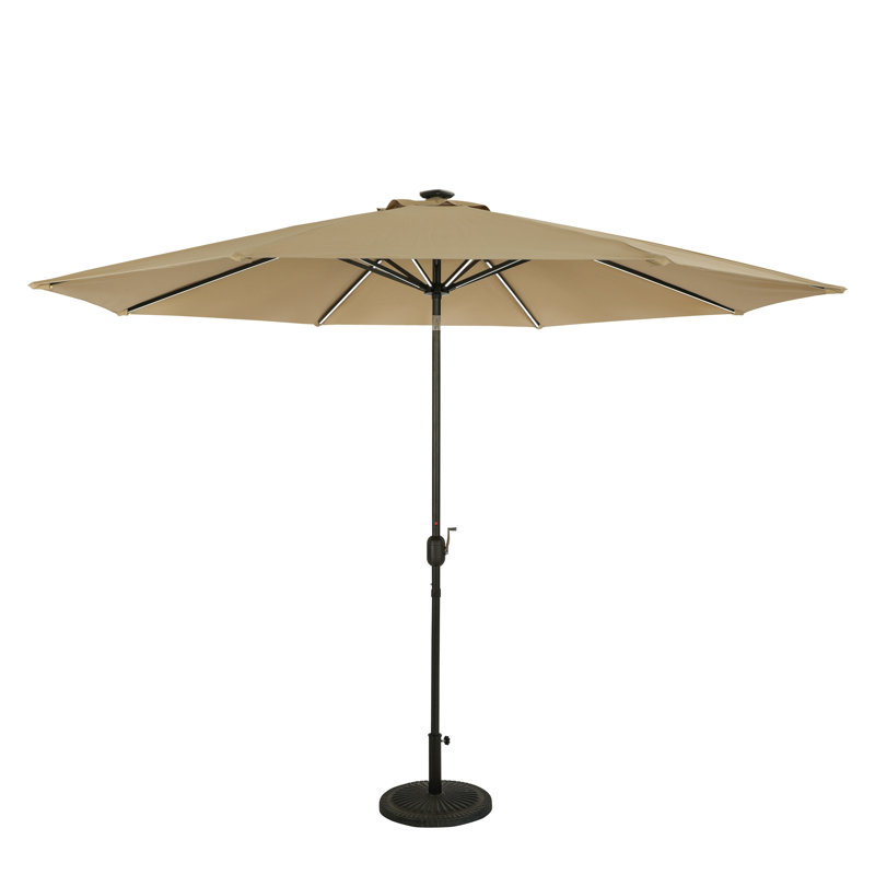 Shela 132'' Lighted Market Umbrella with Breez-Tex Canopy, Champagne